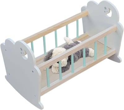 Poppenbed - Miniatuur bed - Rollenspel - Gladde afwerking - 55 x 38 x 8 cm - Houtkleur