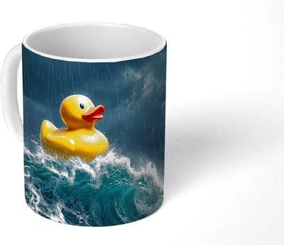 Mok - Koffiemok - Storm - Badeend - Golven - Mokken - 350 ML - Beker - Koffiemokken - Theemok