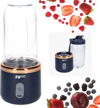 Draadloze blender - Smoothie maker - Blender To-Go - Compact - Verwijderbare beker - Met afsluitbare drinktuit - USB-C oplader - 300ML inhoud - Blauw