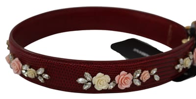 Dolce & Gabbana Vrouwen rood leer gebloemde tas accessoire schouderriem