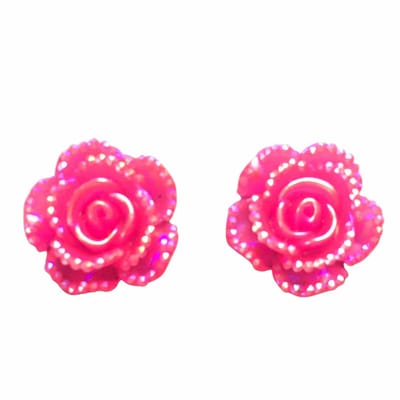 Clip oorbellen-Roze bloem-Elin- Geen gaatje- Charme Bijoux