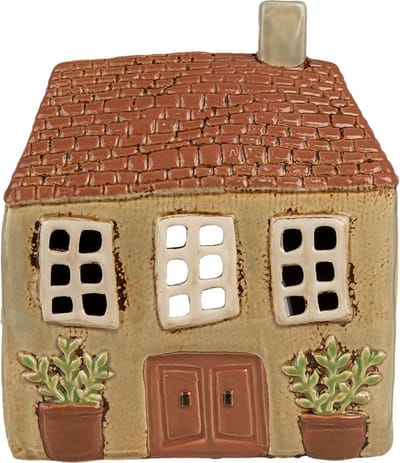 Clayre & Eef Waxinelichthouder Huis 17x10x19 cm Groen Oranje Keramiek
