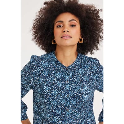 DIDI Blouse Tyla Dark Blue Fuji Xs Print Maat: 40 | Longsleeves Outlet | Dames | Blauw