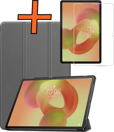 Hoesje - Geschikt voor Lenovo Idea Tab - Met Screenprotector - Trifold Bookcase - Hard Cover - Hardcover Book Case - Tablet Hoes - Grijs