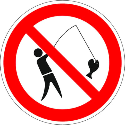 Verboden te vissen bord, kunststof 150 mm