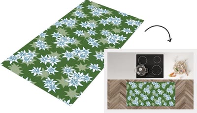 Keukenloper - Loper keuken - Edelweiss - Groen - Bloemen - Patronen - 120x60 cm - Keukenloper vinyl