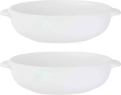 2x Witte serveerschalen van porselein 19,5 cm rond - Keuken/kookbenodigdheden - Tafel dekken - Serveerschalen - Salade serveren - Saladeschaaltjes