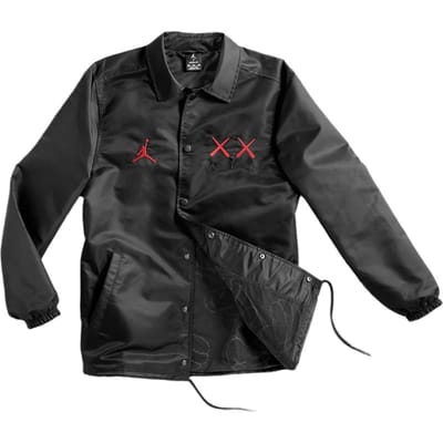 Jordan X Kaws Co-Branded Logo Geborduurde Jas met Kraag en Enkele Rij Knopen Lange Mouwen Heren Jas Zwart 884484-010 XL black