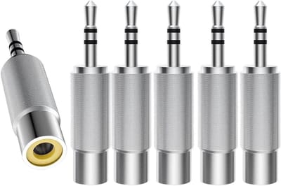 RUNCCI-YUN 6 stuks 3,5 mm TRS naar RCA audio-adapter, 3-polige 3,5 mm stereo mannelijk (1/8 inch) naar RCA vrouwelijke adapter, compatibel met hoofdtelefoons, luidsprekers, telefoons, MP3