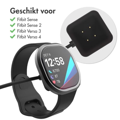 imoshion USB-A oplaadkabel - Geschikt voor de Fitbit Versa 4 / Versa 3 / Sense 2 / Sense - Smartwatch Oplader - 1 meter