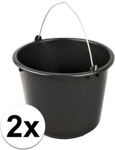 Synx Tools Emmer 2X Bouwemmer 12L Zwart - huishoudemmer - Bouwemmers/Bouwartikelen - Huishoudemmers - Schoonmaakemmers - Klusemmer - Schoonmaak emmer