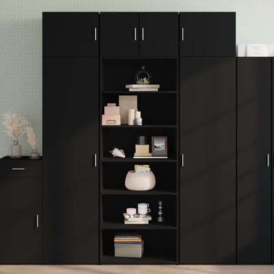 vidaXL - Hoge - kast - 70x41x185 - cm - bewerkt - hout - zwart