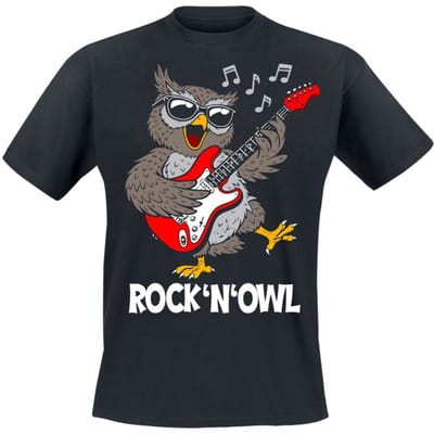 Tierisch - Fun T-shirt - Rock'n' Owl - M tot 3XL - voor Mannen - zwart