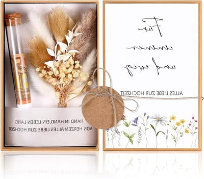 Trouwen Geld Cadeau Doos met Gedroogde Bloemen, Kraft Papier, Testbuis en Touw - Perfect voor Huwelijksgeschenken en Kaarten