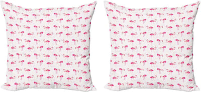 ABAKUHAUS Flamingo Decoratieve Kussenhoes, Set van 2, Tropische Vogels en Vlekken, Modern Accent Dubbelzijdige Digitale Print, 40x40 cm, Roze Blush
