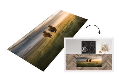 Keukenloper - Loper keuken - Paarden - Lucht - Gras - 120x50 cm - Keukenloper vinyl