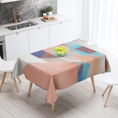 Nappe Géométrique Minimaliste Nordique 140X200cm Lavable en Machine Style Ins Nappe de Table à Manger Ménage Salon Décorative 100x140cm