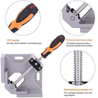 Dailygoods- Hoekklem 90 Graden - Aluminiumlegering - Antislip Handgreep - Houtbewerking - Lassen - Maximale Opening 70 mm - Klem