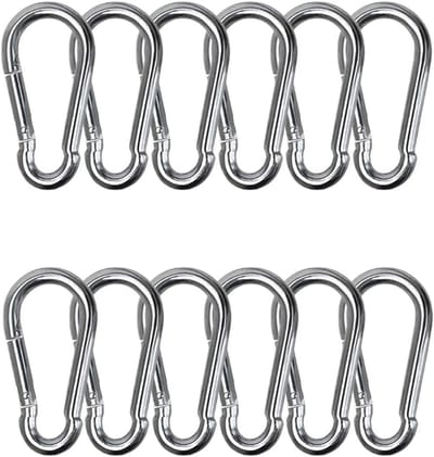 12-delige set roestvrijstalen karabiners - multifunctionele haakjes voor binnen- en buitenactiviteiten