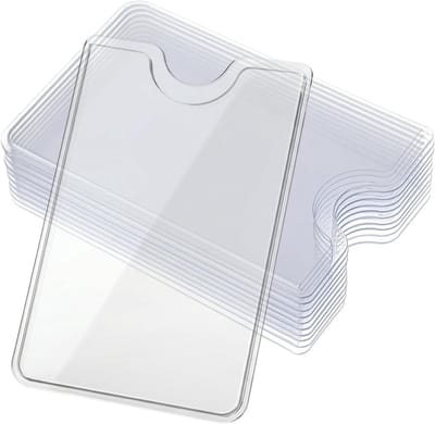 10 stuks transparante kaarthoezen van hard plastic - robuuste beschermhoezen voor creditcards, identiteitskaarten en bankkaarten met duimuitsparing, 91 x 59 mm