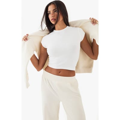 Dames DSGN Studio Geborduurd Korte Mouw Top | White | Maat: 3XL