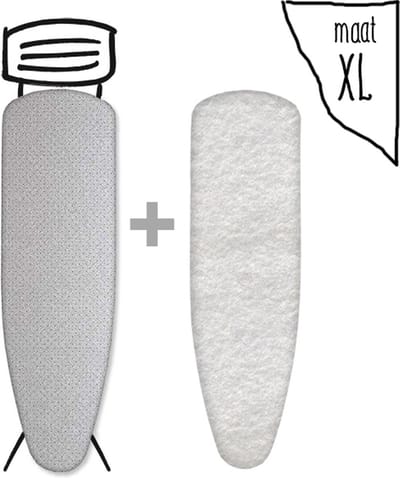 Leuke Strijkhoezen | Strijkhoes met Molton - Metallic Zilver - maat XL - complete set