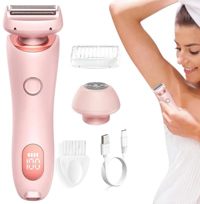 Ladyshave voor Vrouwen met LED - 2 in 1 Dames Scheerapparaat - Bikinitrimmer - Trimmer Vrouw - Waterdicht IPX7 - USB Oplaadbaar