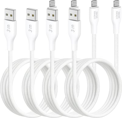 Lange kabel geschikt voor iPhone - Usb A naar Lightning kabel - Oplaadkabel - 3 meter - 4 stuks - Voordeelbundel