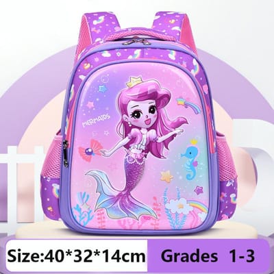 Kinderrugzak Paars Meisje Basisschool Kleuterschool Boekentassen 3D Zeemeermin Schattige Kinderen Schouder Schooltas pink