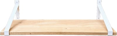 GoudmetHout® Wandplank Industrieel - 40 x 40 cm Muurplank - Eiken Hout - Decoratie Wandrek & Boekenrek - Hangplank Keuken - Wall Shelf + 2 Mat Witte Plankdragers van Staal