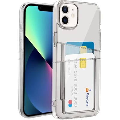 Transparant hoesje geschikt voor iPhone 11 - Shock Case Cover doorzichtig siliconen hoesje geschikt voor Apple iPhone 11 - Pasjeshouder telefoonhoesje - Hoesje voor pasjes - Pashouder shock case hoesje