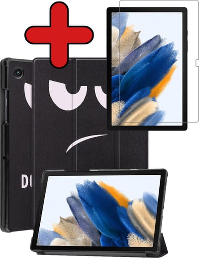 Hoesje - Geschikt voor Samsung Galaxy Tab A8 - Met Screenprotector - Hardcover Book Case - Trifold Bookcase Hoes - Hard Cover - Tablethoes - Don't Touch Me