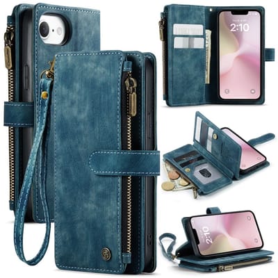 CaseMe Hoesje - Geschikt voor iPhone 16e / 17e Hoesje - CaseMe C30 Book Case met Portemonnee - Blauw