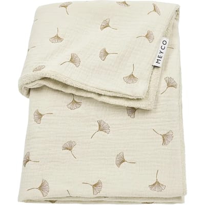 Meyco Baby Ginkgo Ledikant Deken - Pre-washed Hydrofiel - Soft Sand - 100x150cm - 1.5 TOG
