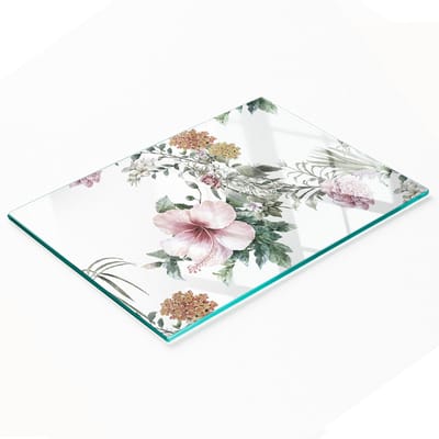 Decoratieve glazen serveerplank met bloemenpatroon, 80x52 cm