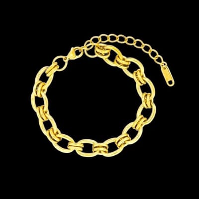Victoria Valenza Goudkleurige RVS Fantasie Schakelarmband - Armband - Goudkleurig - RVS - Fantasie armband - Schakelarmband