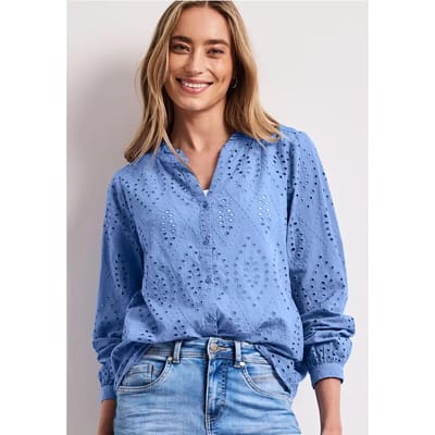 Blouse met gespleten hals en Shiffley-patroon