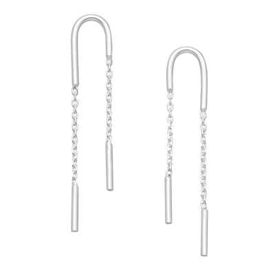 EAR IT UP - Oorbellen - Push back oorknopjes - Doortrekoorbellen - Threader - 925 sterling zilver - 44 x 7 mm - 1 paar