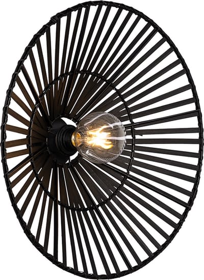 QAZQA pua - Oosterse Wandlamp voor binnen - 1 lichts - D 19 cm - Zwart - Woonkamer | Slaapkamer | Keuken