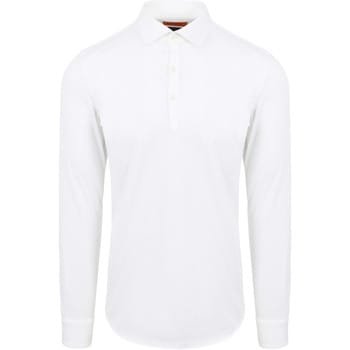 Suitable Camicia Poloshirt Wit - Maat XXL - Heren - Longsleeve polo - Polo shirt Heren met Lange mouwen
