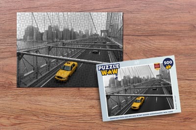 Puzzel Zwart-wit foto van een weg in het Noord-Amerikaanse New York - Legpuzzel - Puzzel 500 stukjes