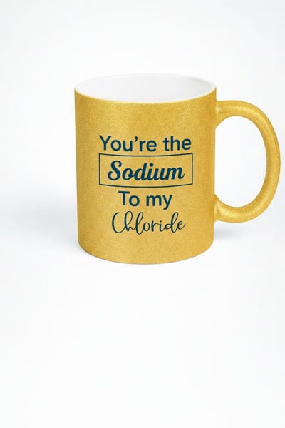 Gouden Glitter Mok Chemie Liefde - 'You're the Sodium To my Chloride' Beker - Uniek Cadeau
