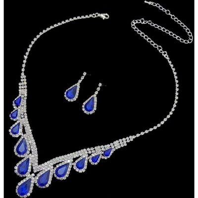 Nieuwe Bruiloft Ketting Oorbellen Set Sprankelende Edelstenen Dinerfeest Accessoires Eenvoudige Bruidsjurk Sieraden