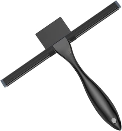 Douchekraper Glas - Raamwisser Badkamer - Vlekken Verwijderen - Ergonomische Grip - 25.5x18x2 cm - Zwart