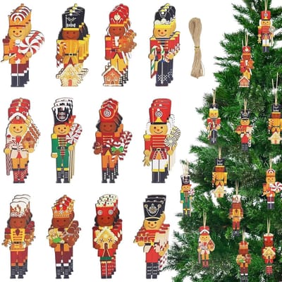 Houten Notenkraker Hanger, 36 Stuks, Kerstdecoratie, Houten Ornamenten, Versiering voor de Kerstboom, Raamdecoratie en Feestelijke Sfeer