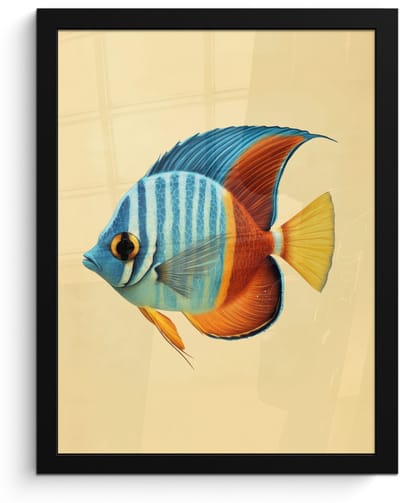 Poster in lijst - Fotolijst 30x40 cm - Posters - Vis - Vinnen - Blauw - Ogen - Posterlijst zwart - Decoratie - Wanddecoratie woonkamer - Muurdecoratie slaapkamer
