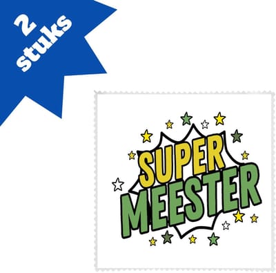 Akyol - super meester brillendoekjes - Meester - een meester - school - verjaardagscadeau - afscheidscadeau - kado - gift - 17,8 bij 17,8 cm - 2 stuks