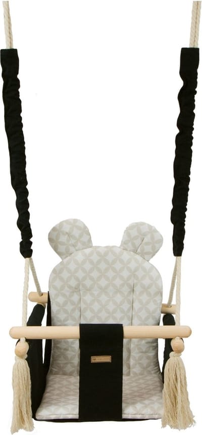Baby schommel - hout - zwart crème met diamant - tot 20 kg