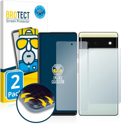 BROTECT - Screenprotector voor Google Pixel 6 (Voor+Achter) - Folie Beschermfolie matte volledig dekking 2 Stuks