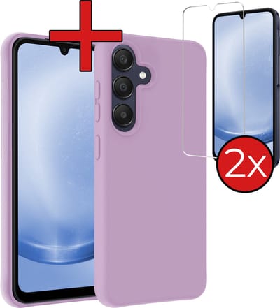 Hoesje - Met 2x Screenprotector - Geschikt voor Samsung Galaxy A25 - Sterk & Shockproof - Telefoon Hoes - Back Cover - Siliconen Case - Telefoonhoes - Lila